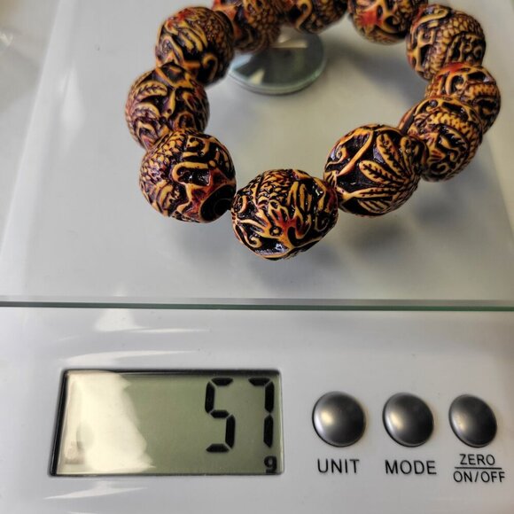 Dragon Fire Flame Bead Stretch Bracelet in Black - Picture 8 of 9